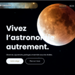 Page d’accueil du site WordPress de la Société d’Astronomie Limousine réalisé en groupe et qui présente un visuel de la Lune dans l’espace et le slogan « Vivez l’astronomie autrement ».